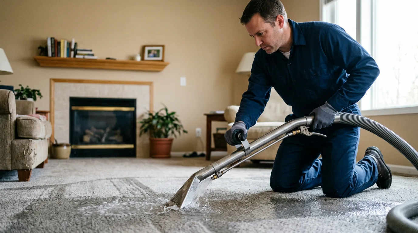 Water damage restoration technician working near Hudson, MI
